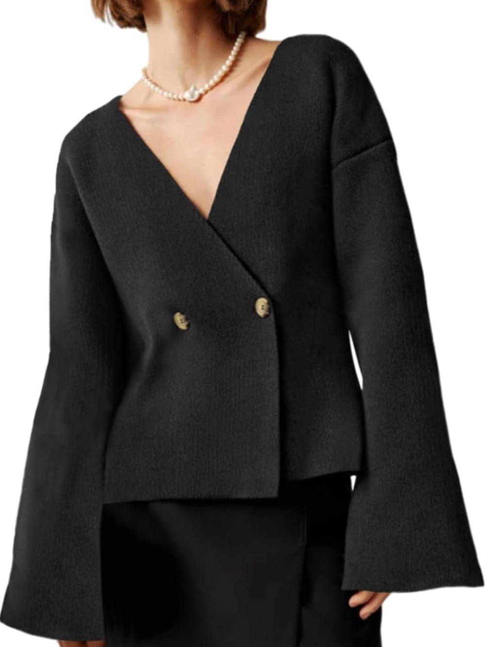 Double breasted sweater blazer